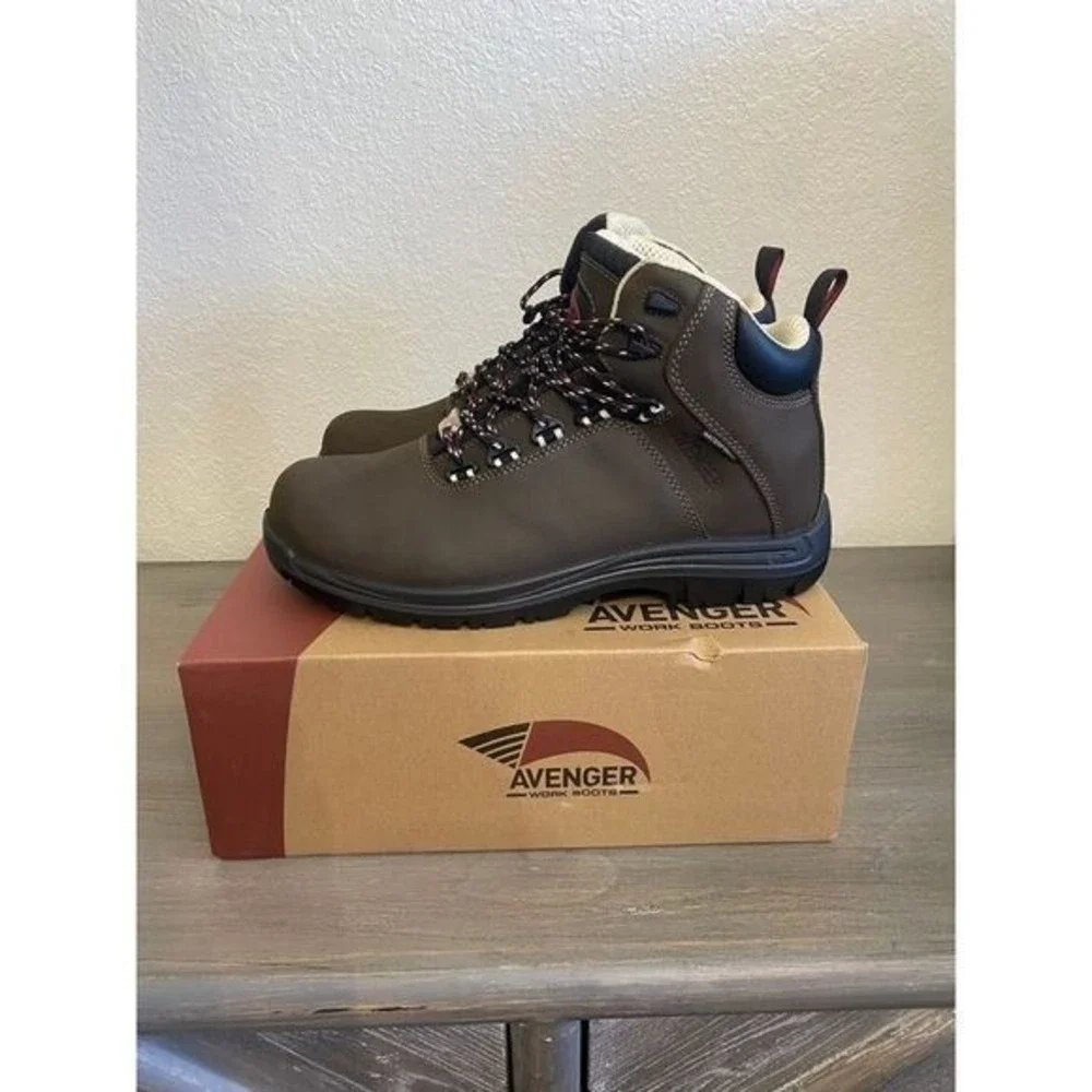 Avenger Brown Leather Work Boots Waterproof Composite Toe A7284 Breaker Mens 12D